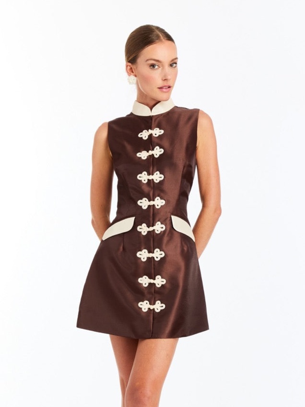 NWT MESTIZA NEW YORK
TAMARA MINI DRESS IN BROWN CHESTNUT